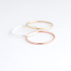 stackable ring. SMOOTH stacking band. rose, yellow gold filled or sterling silver. minimalist ring. slim ring. mixed metal rings.
