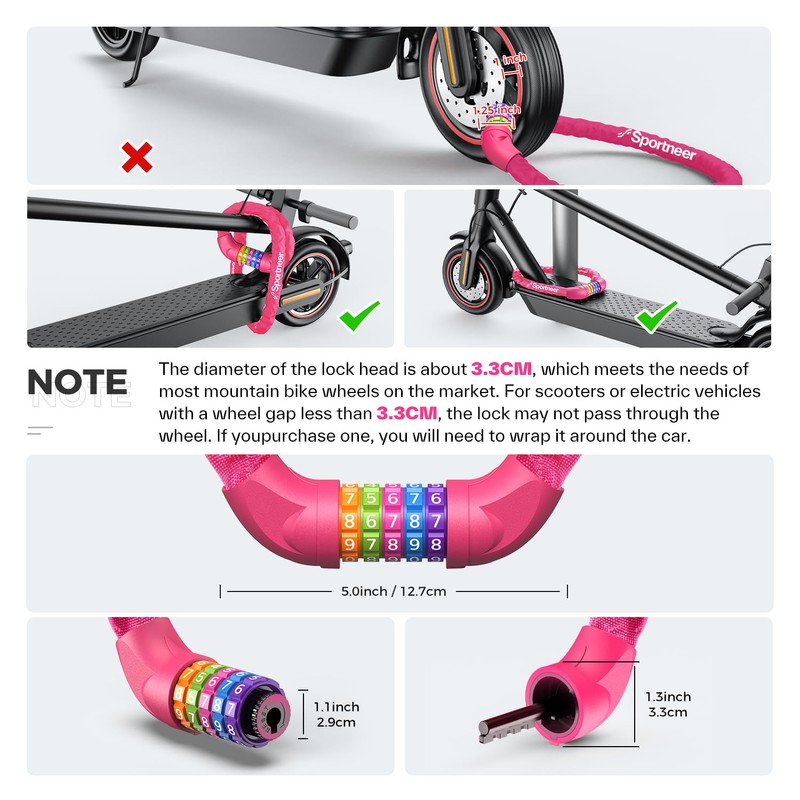 Sportneer Bicycle Lock Combination Lock with Numbers and High Security