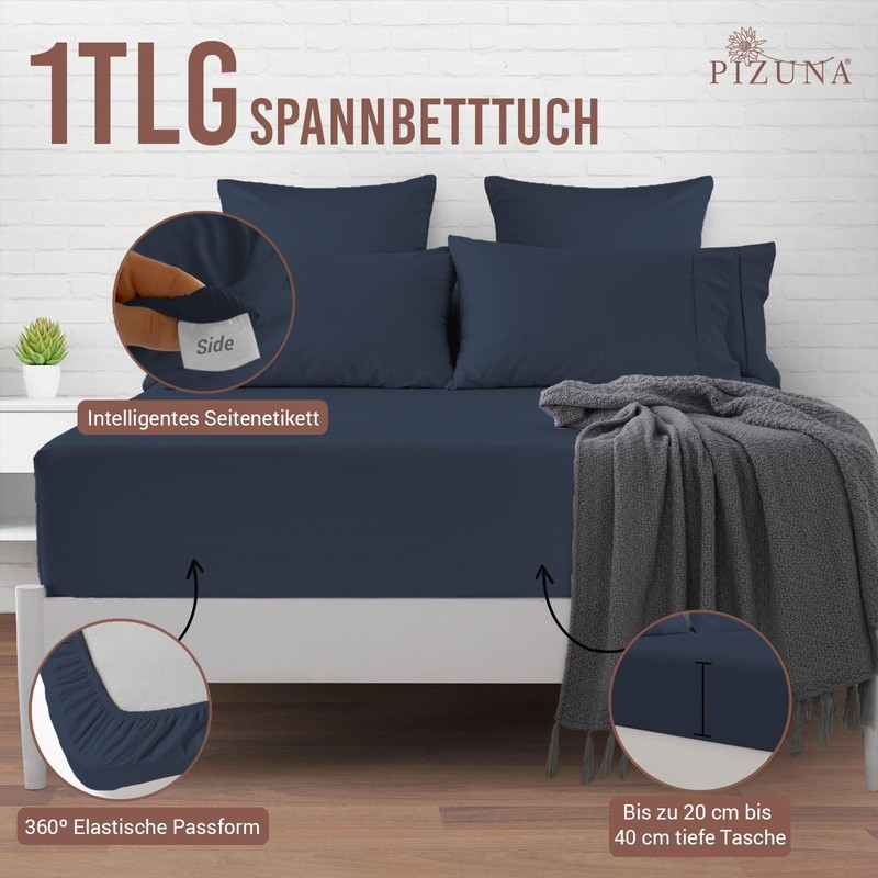 Pizuna 400 Thread Count Cotton Fitted Sheet, 100% Long Staple