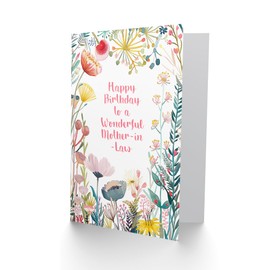 Artery8 Mother In Law Happy Birthday Card Simple Elegant Wildflower Meadow Plants Flowers For Her Greeting Card