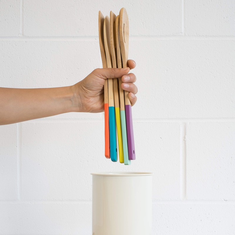 Now Designs Bamboo Utensils, Set of 5, Multi-Color, 1 ea,