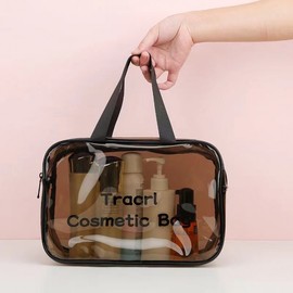 Transparent Beach Tote Bag - Vacation & Water Play - Double Layer See-Through R26 Free Size / Medium Dark Brown 20ea