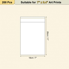 QUARKZMAN 11 x 7 inch Acid-free Picture Case, Pack of 200 Crystal Clear Photo Protective Covers, Transparent Sealing Bag for 6 x 9 Inch Art Prints, Pictures, Photos, Frame Mats