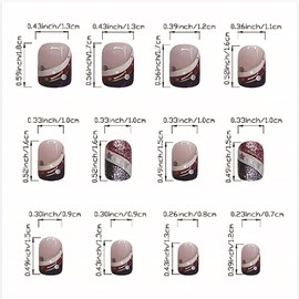 Independence Day French Press on Nails Medium Square Artificial Acrylic Nails Red White Blue Tricolor Stripe Glitter Powder Design Full Cover False Nails July 4 Fake Nails Glue on Nails for Women