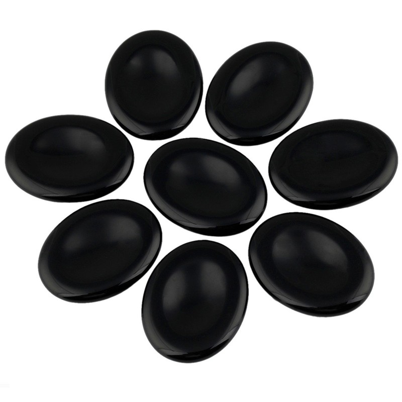 Rockcloud Worry Stone,Thumb Palm Stones for Anxiety, Healing Crystal, Black
