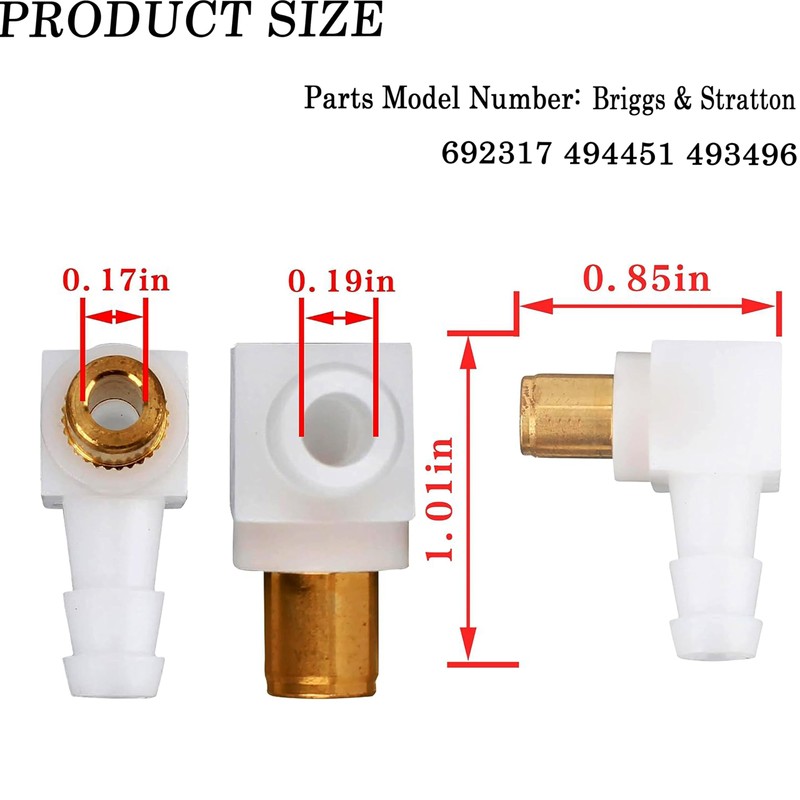 2 Pack 692317 Carb Fuel Fitting Elbow Hose Connector Replacement