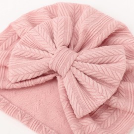 DRESHOW Newborn Baby Hat Soft Stretchy Baby Turban Hat with Bow Infant Girls Boys Hat Nursery Hospital Hat Beanie for Newborn Baby Toddlers Pack of 3, 3 pack bow set-a01uk / 3-12 months