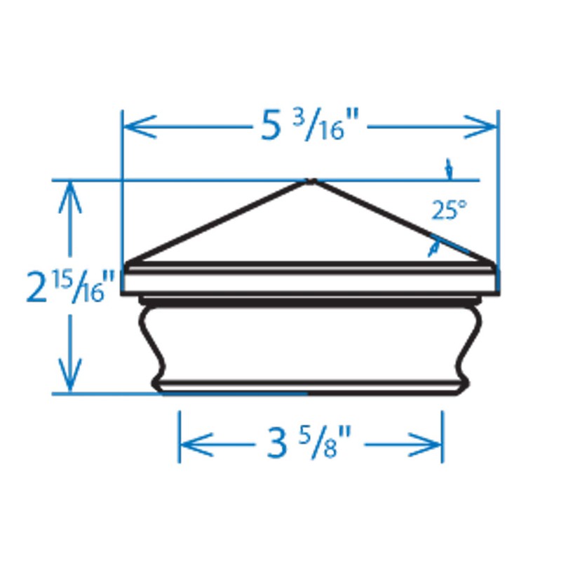 Woodway Copper Pyramid Post Cap, fits 3.5" Post, with Premium
