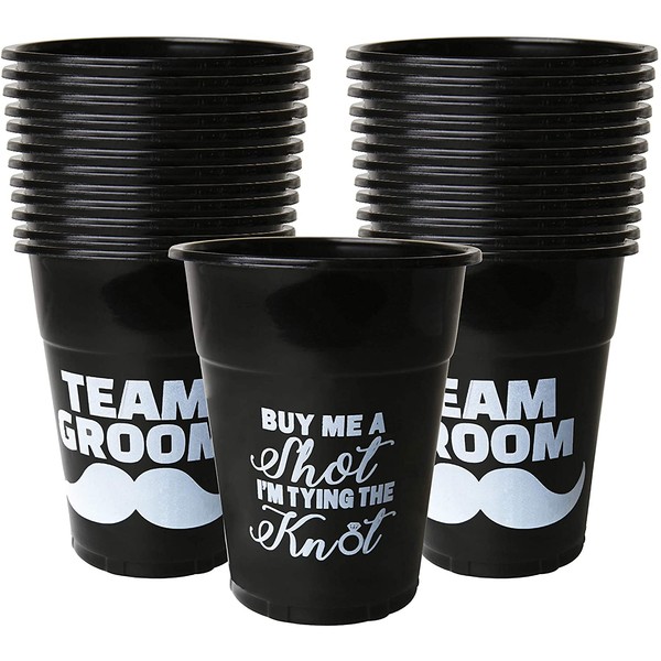 Bachelor Party Supplies - Team Groom Cups Bulk Pack of 25 Plastic Cups
