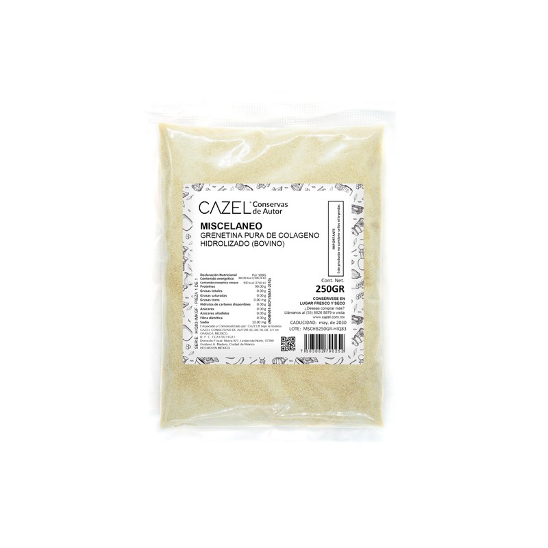 CAZEL® Grenetina Pura de Colágeno Hidrolizado Bovino 250 g