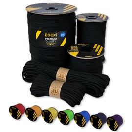 EdcX Paracord 4mm, 35+ Solid Colors (10m, 15m, 30m, 50m, 100m, 300m) | Ideal for Crafting, DIY, Camping, Survival, Outdoor | 100% Nylon Rope 4mm | Tactical Cord 550 Type III (Black, 100 m)