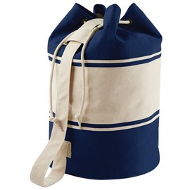 Quadra Unisex Canvas Duffle Cotton One Size Sports Gym Strong Shoulder Strap Bag - Navy - Natural
