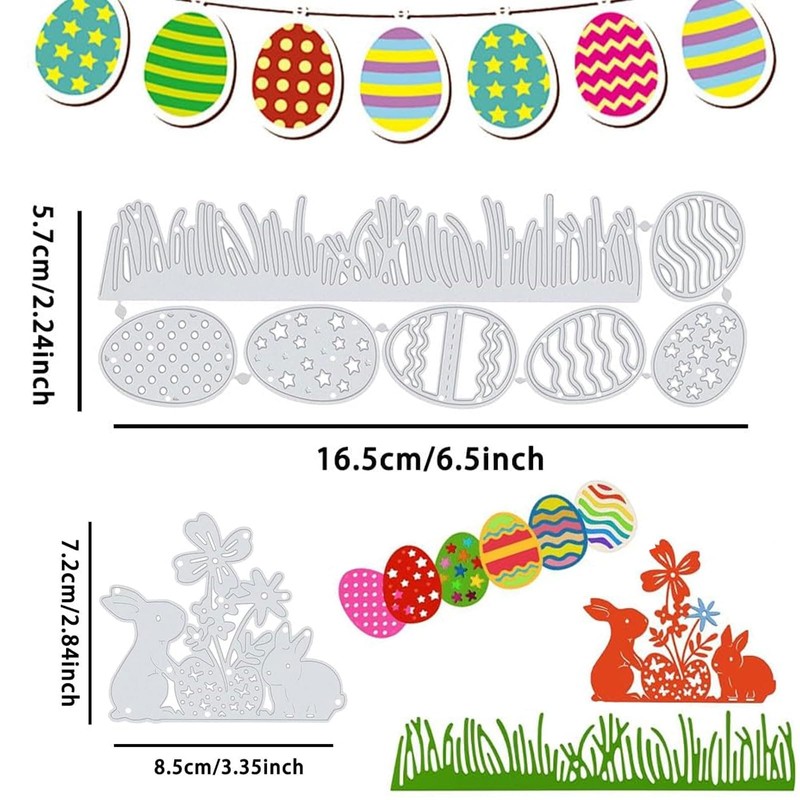 Mellifluous 4 Sets Easter Rabbit Cutting Dies,Easter Cutting Dies Happy