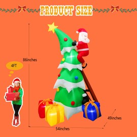 inslife 7FT Tall Christmas Inflatables Santa Claus Climbing Christmas Tree with Gift Boxes, Xmas Blow Up Santa Built-in 7 Bright Led Lights for Christmas Inflatable Outdoor Yard Decorations