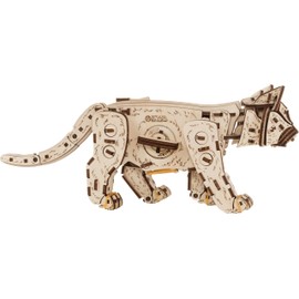 EWA Eco-Wood-Art Kitten Mechanical Wooden Kitten Spring Motor Kit Available in 3 Colour Variations: Natural Wood, Black, Ginger