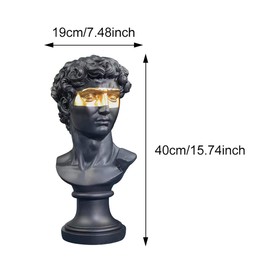 ECYC 15.75 inch Greek David Statue, Mask David Bust Resin Sculptures Figurine Modern Home Ornament for Home Office Desk Decor, Black