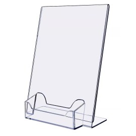 Marketing Holders Lot of 2 Ad Frames 5" x 7" One Piece Mold Slant Back with Business Card Holder