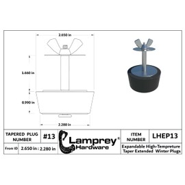 Lamprey Hardware #13 Extended Winter Rubber Plug for 2.5 inch Pipes or Tubes Extension - LHEP13 (2)
