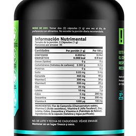 Camomila, Luteína y Zeaxantina de 90 Cápsulas 1000 mg por porción. Vitamina A, C, E y Zinc, Cobre. Ingredientes naturales. Vsion Blend B Life.