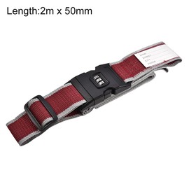 sourcing map Luggage Straps Suitcase Belts with Buckle, Combination Lock, 2Mx5cm Adjustable PP Travel Packing Accessories, Red Gray 2Pcs