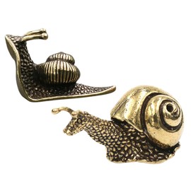 Artibetter 2pcs Snail Ornaments Chinese Decorations Retro Home Decor Mini Brass Animal Figurine Tea Pet Decoration Vintage Ornaments Office Craft Desktop Snail Adornment Metal Snail Decor