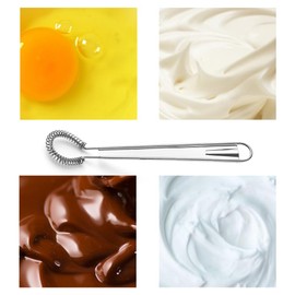 2-Piece Set Hand Whisker Egg Stirrer Small Egg Whisk Beater Manual Spring Coil Wire Whisk Blender Suitable for Various Foods to Meet Your Daily Cooking Needs