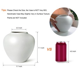 GeLive White Ceramic Vase Table Centerpiece Round Moon Jar Jingdezhen Handmade Pottery Vase Glossy Finish Waterproof for Fresh Dried Flower Home Decor Kitchen Utensil Holder