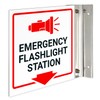 Emergency Flashlight Station Projecting Sign, Double Sided, 6x6 Inches, ACM,