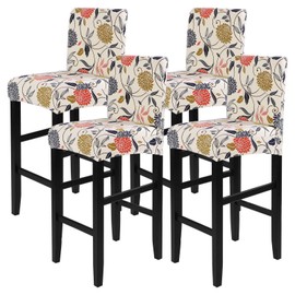 SearchI Bar Stool Covers Set of 4, Stretch Washable Barstool Seat Covers, Counter Height Chair Covers for Kitchen Dining Room Cafe (Orange Flower)