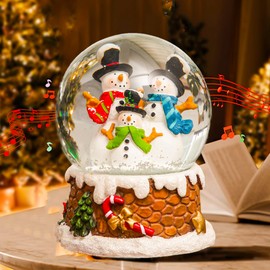 Snow Globes Glitter Water Globe Christmas Snowmen Musical Snow Globe Decoration Plays We Wish You a Merry Christmas, Christmas Decor Indoor