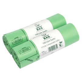 100L x 20 Heavy Duty Compostable Food Waste Sacks - Compost Bag Food Waste Bin Liners - EN 13432 - Compost Bags with Composting Guide - 100 Litre