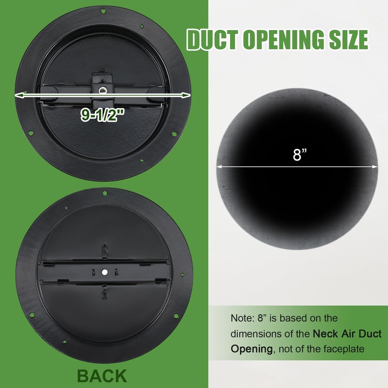 Therwen 2 Pack Fits 8 Inch Round Duct, Steel Air