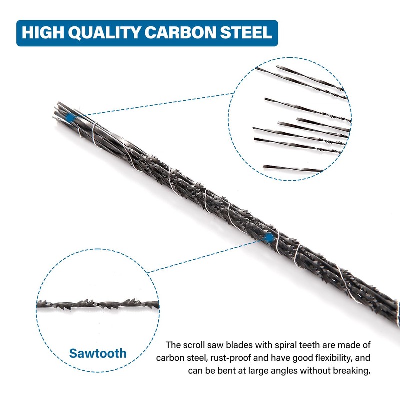 VooGenzek 12 PCS Spiral Scroll Saw Blades, 7# Teeth, for