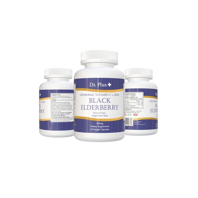 Elderberry, Liposomal Vitamin C, Zinc, Immune Support Supplement, 2 Month