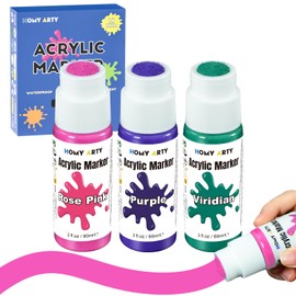 HOMY ARTY Acrylic Paint Markers - 3 Colors 18mm Jumbo Wide Tip Markers for Murals Tagging, Permanent Markers for Rock Painting, Stones, Ceramic, Glass, Wood, Canvas, Fabric, Signs