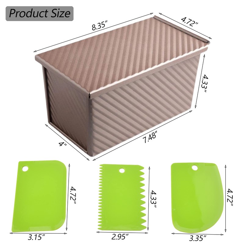 Spmarkt Pullman Loaf Pan with Lid, 1Pound Dough Capacity Rectangular