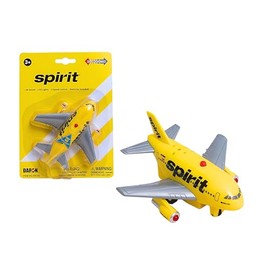 Daron Spirit Airlines Pullback Airplane – Light & Sound Jet Toy with Electronic Take-Off Sounds, 4¼-Inch Plastic Aircraft for Kids Ages 3+