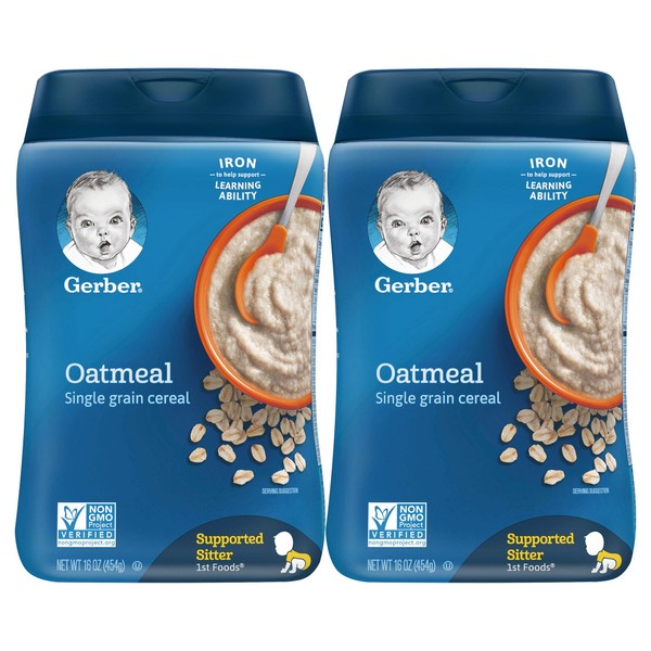 Gerber Baby Cereal, 1st Foods, Non-GMO Oatmeal, 16 OZ (Pack of 2)