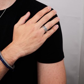 Treasure Bay 8.5mm Solid 925 Sterling Silver Ring Braided Design Spinning Stress Relief Ring (P)