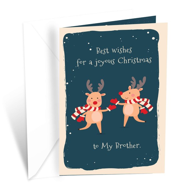 Christmas Card Brother | Made in America | Eco-Friendly | Thick Card Stock with Premium Envelope 5in x 7.75in | Packaged in Protective Mailer | Prime Greetings