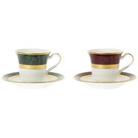 Noritake Y6829/47332 American Cup & Saucer (Color Changing Pair) 220cc Fitzgerald & Hemingway 2 Guests Green Marron Bone China