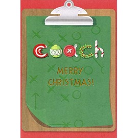 Designer Greetings Clipboard, Green Paper and Ornaments Coach Christmas Card
