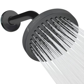 SparkPod Cabezal de ducha de lluvia de 6 pulgadas con brazo de ducha de 6 pulgadas – Lluvia de alta presión – Aspecto moderno de lujo – Instalación sin herramientas sin complicaciones en 1 minuto (Gris Carbón)