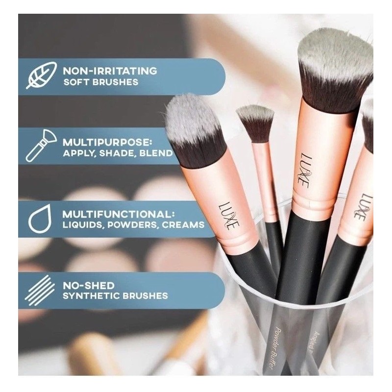 Luxe Makeup Brushes Kabuki Brush Stet 14 Pcs Premium Face