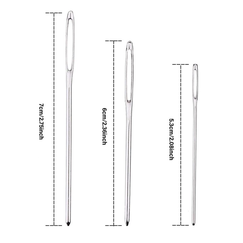 Outus 18 Pieces Large Eye Needles 3 Sizes Steel Yarn