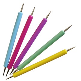 WOONEKY 5pcs Dual-Ended Nail Art Dotting Tools Set for Women Detail Painting Dotting Pens Rhinestone Handles for Manicure and Sculpting Projects