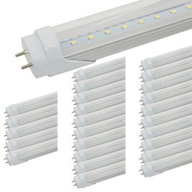 KOUZEMS T8 LED Light Bulbs Fluorescent Replacement Ballast Bypass 48inch 4000K Daylight White Double-end Powered Clear Lamps 25 Pack