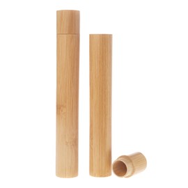 2 Pcs Travel Bamboo Toothbrush Case with Breathable Drain Hole
