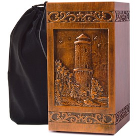 KIMNAG Wooden Cremation Urn for Human Wood Ashes Decorative Box Funeral Urns for Adult Male Female with Satin Bag Burial or Memorial Keepsake (Lighthouse (XL) 250lbs)