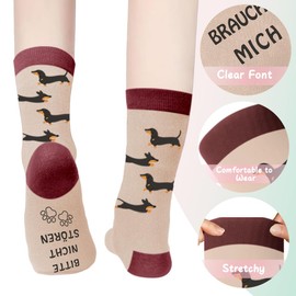 Dachshund Gifts for Dog Owners, Dog Mum Gift for Dog Owners, Dog Lovers, Birthday Gift, Women, Christmas, Mother's Day Gifts, Mum, Grandma, Sister, Aunt, Funny Dachshund Socks, brown